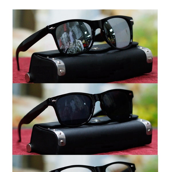Men Women 3 Styles Sunglasses Clear Lens Nerd Glasses Fashion Black Frame Mirrored Lens Hipster Look Shades 80's Style Costume Unisex