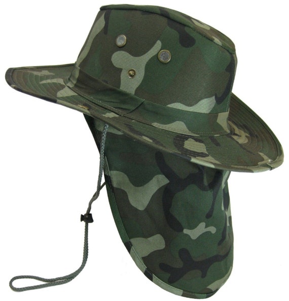 Wide Brim Bucket Cap Neck Cover Sun Flap Fashion Casual Beach Summer Camo Colors Hat Outdoor Camping Hiking Gardening Fishing