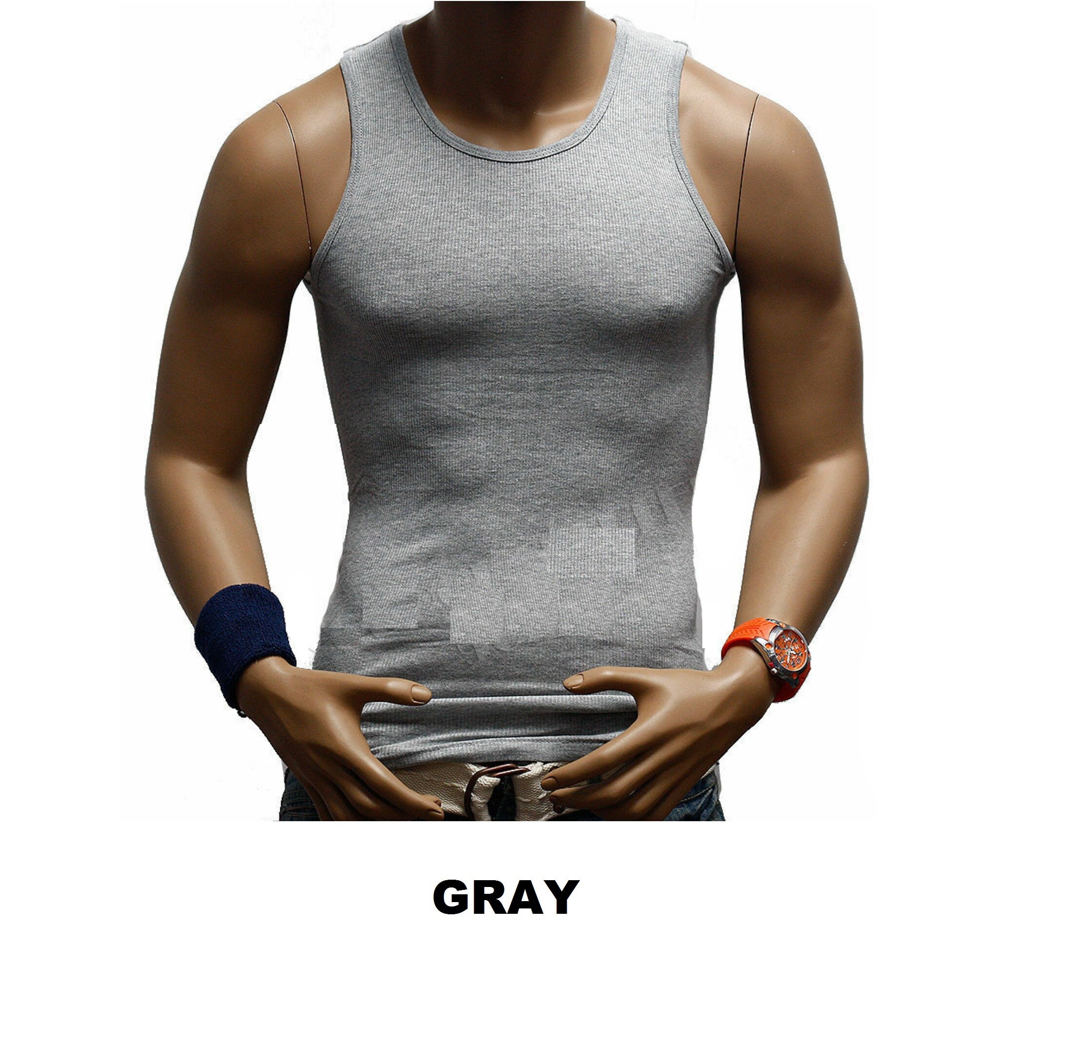 Men's Ribbed Tank Tops 100 Cotton Muscle Sleeveless Etsy