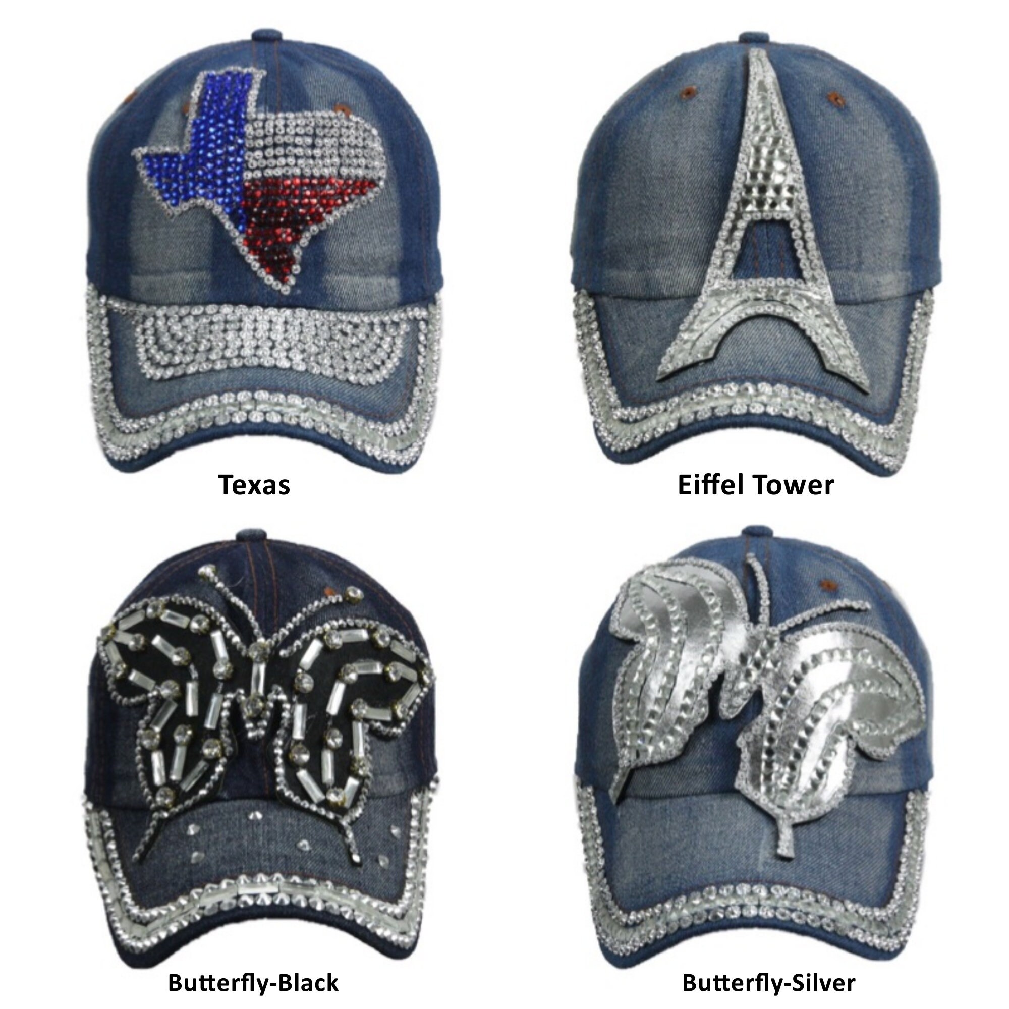 Rhinestone Jewels Studded Cap Bling 