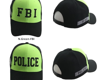 FBI CIA CSI Police Security Sheriff Neon Hat Law Enforcement Reflective Tab Cap Snapback Mesh Trucker Fashion Casual Costume Events Outdoor