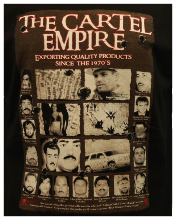 The Cartel Empire Graphic T-shirt Exporting Goods 70's Mexican Fashion  Spanish Mexico Casual Fun Printed Urban Hip Hop Black Tee 