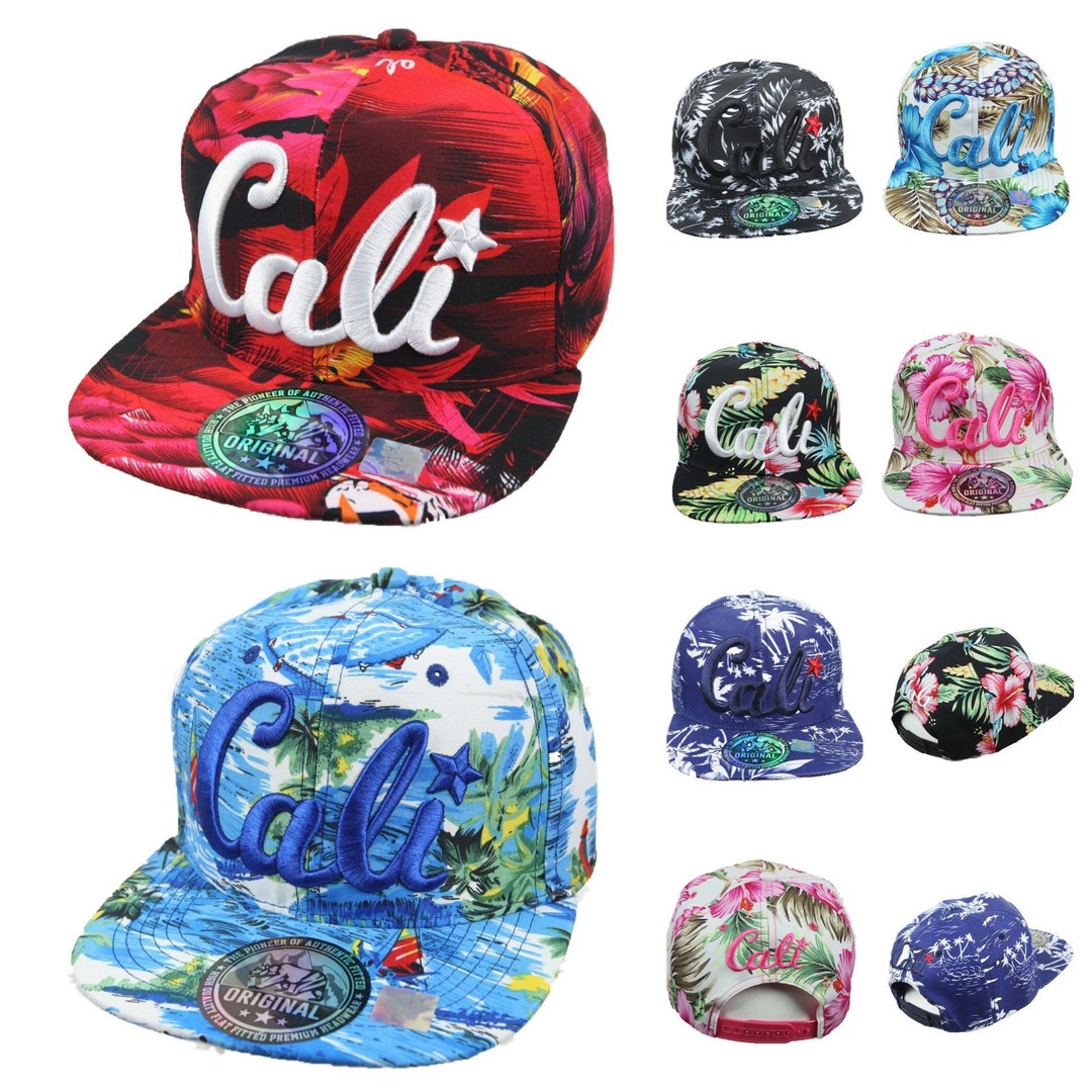 CALI Beach Style Baseball Cap Snapback Hawaiian Hibiscus Hat Floral ...
