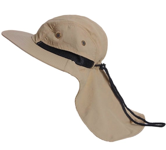 Wide Brim and Neck Cover Sun Roofing Chin Strap Ear Neck Flap Cap