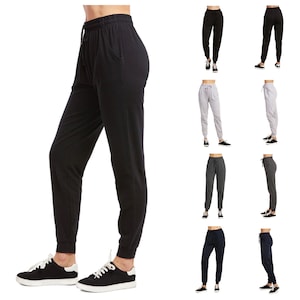 Womens Yoga Pants with Pockets Straight-Leg Loose Comfy Modal Drawstring  Lounge