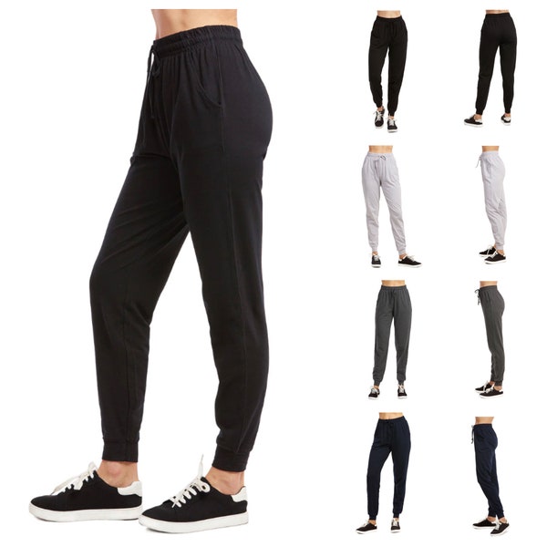1 Pair, 3 Pairs Women Cotton Jogger Pants with Pockets Lightweight Yoga & Lounge Pajama Sweats Pants S-M-L