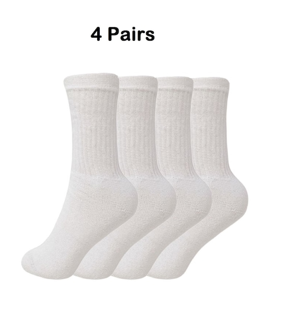 4 Pairs , 12 Pairs Heavy Weight Thick White Cotton Crew Socks Men Woman  Teen for Work, Sports, Everyday Wear Size 9-11, 10-13, 13-15 -  Canada