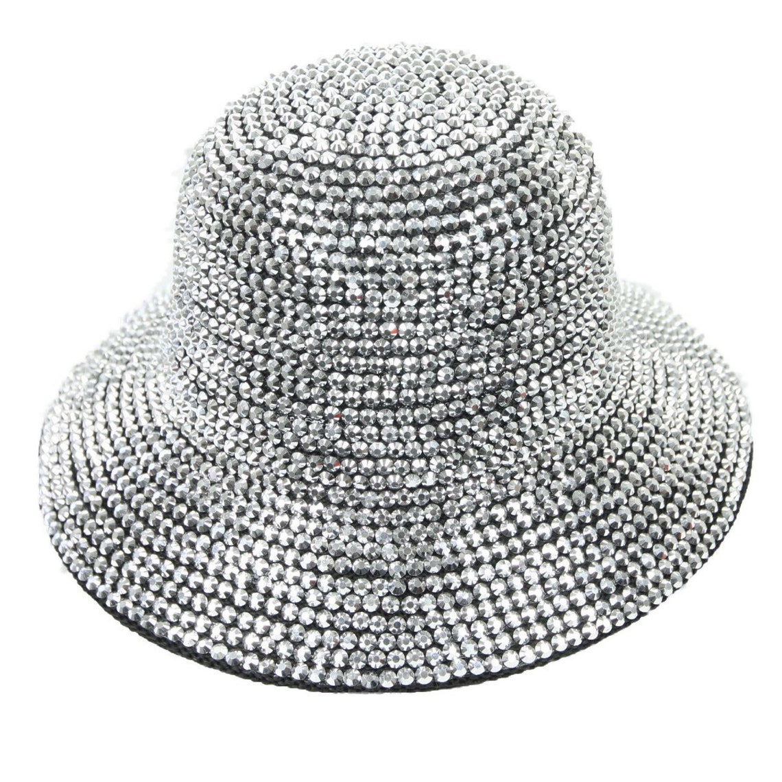 Silver Rhinestones Hat Studded Bling Bling Bucket Cap Fashion - Etsy