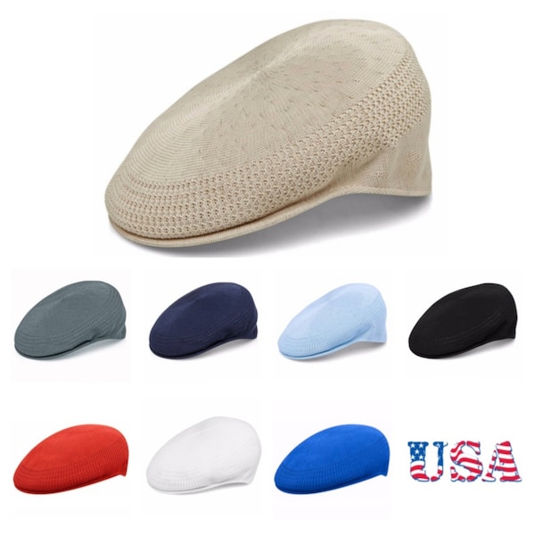 Men Women Mesh Flat Soft Ivy Cap Newsboy Hat Breathable Travel Cabbie Golf Hiking Fashion Casual Unisex Black White Gray Brown