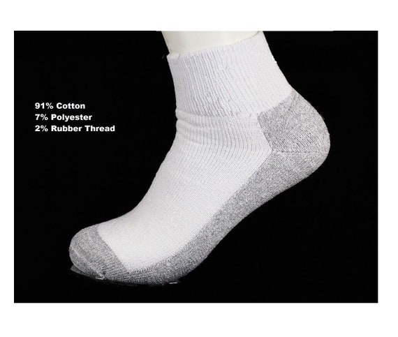 4 Pairs White With Gray Bottom Ankle Socks for Men Women Thick