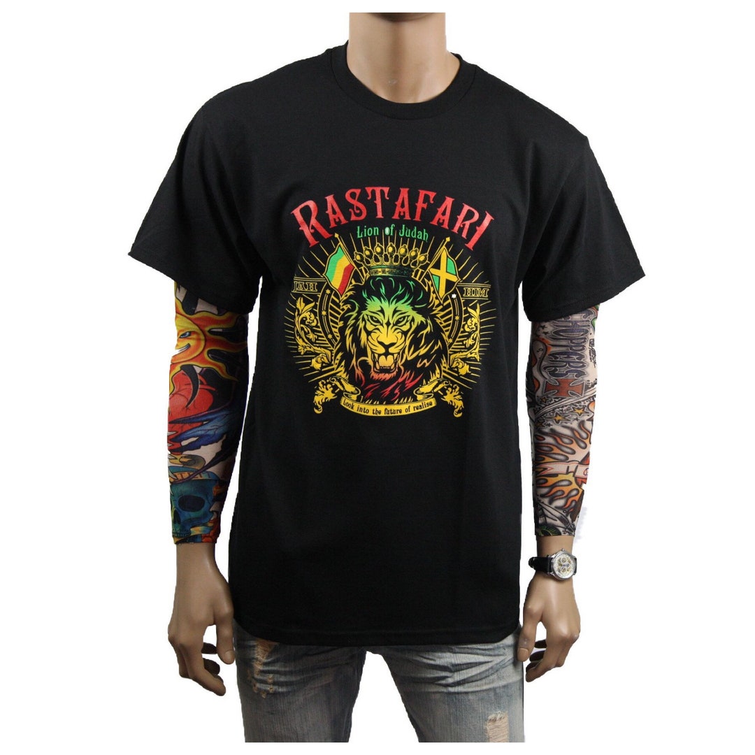 Camiseta gráfica divertida Rastafari León de Judá impreso moda Casual ...
