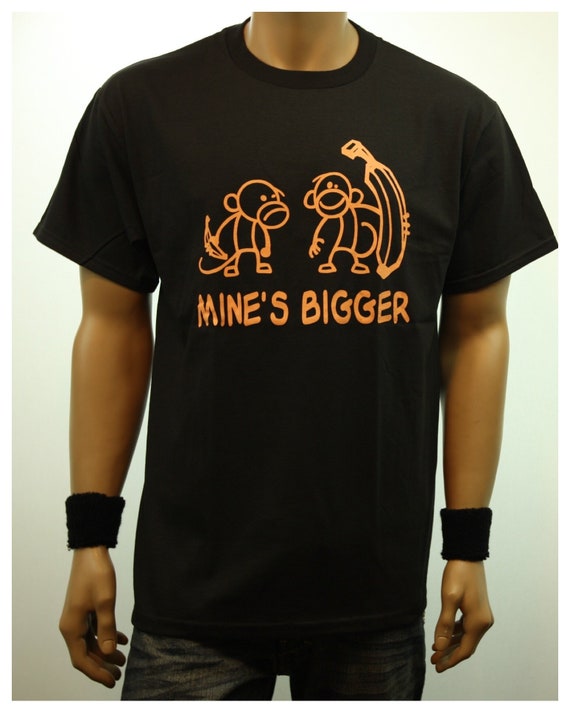 Mine's Bigger Funny Graphic Mens T-shirts Printed Monkey 