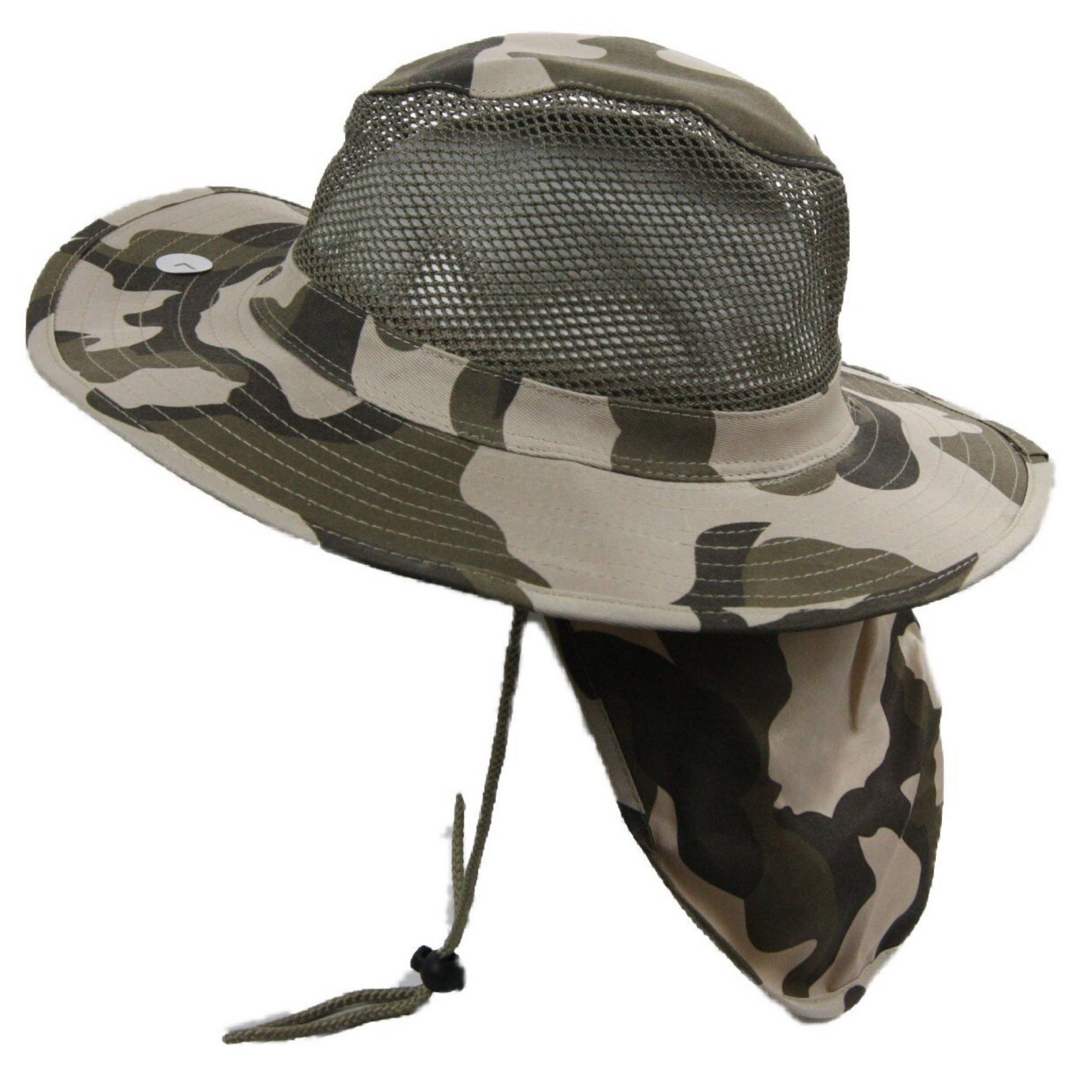 Boonie Bucket Hat Military Camo Mesh Neck Cover Sun Cap Wide Brim