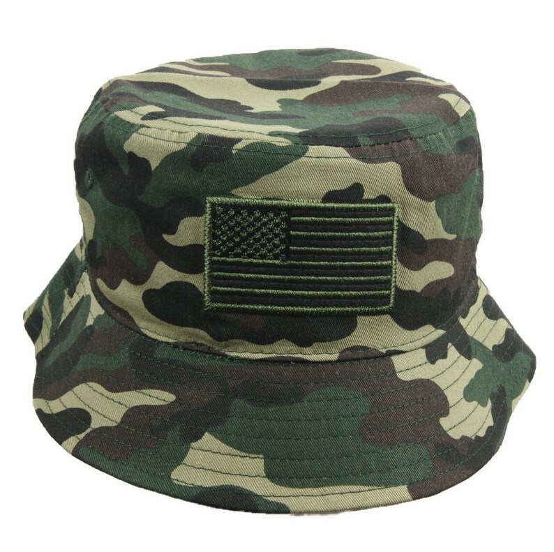 US Flag Bucket Hat USA CAMO Cap Cotton Sun Visor Outdoors Etsy