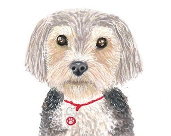 Custom Pet Portrait, Hand-Drawn Pen and Ink Dog Illustration