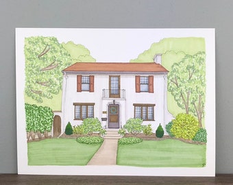 House Drawing, House Portrait, Gift for Her, Housewarming Gift, Realtor Gift, Closing Gift, Paper Anniversary, New Home, Childhood Home