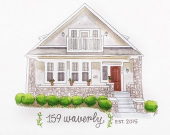House Drawing, House Portrait, House Painting, Housewarming Gift, Realtor Gift, Closing Gift, Paper Anniversary, New Home, Childhood Home