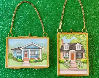 Custom House Portrait Ornament: First Home, Christmas Gift