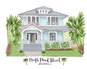 Custom House Portrait, Watercolor Style, Home Illustration, Realtor Closing Gift