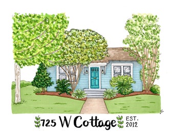 Custom House Portrait, Hand Drawn Home Illustration, Realtor Closing Gift