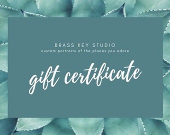 Custom Portrait Gift Certificate, Hand-Drawn Home, Venue