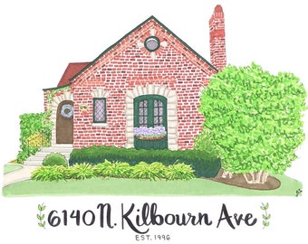 Custom House Portrait, Watercolor Style, Housewarming Gift