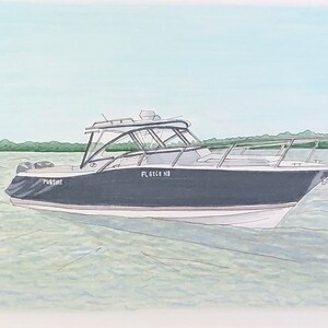 Boat Drawing, Boat Portrait, Boat Rendering, Dad Gift, Gift for Him, Dad Birthday, Father&#39;s Day, Boat Painting, Paper Anniversary