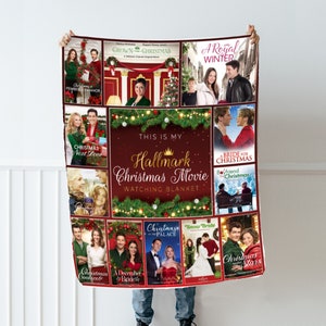 Christmas Movies Watching Throw Comfy Blanket, This is My Hallmark, Personalized Famous Christmas Movies Poster Couple Movie Lover Keepsake