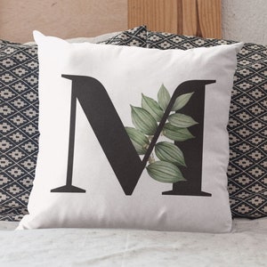 Funda de cojín con letras iniciales del alfabeto, funda de almohada con estampado de monograma de nombre, decoración de habitación de bebé, regalo de aniversario de baby shower de cumpleaños de boda