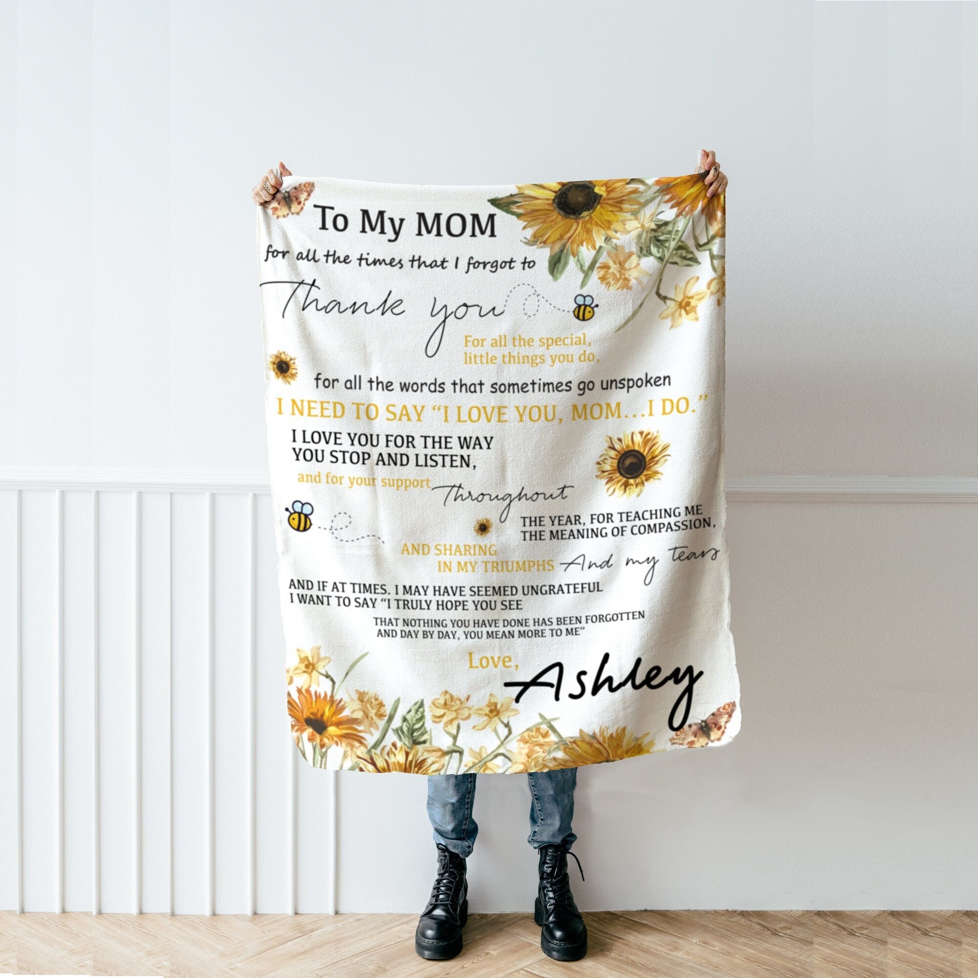 To My Mom Blanket With Name, Letter to Mom From Daughter Son, Christmas ...
