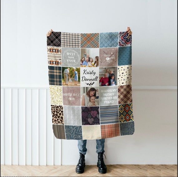 Personalized Family Photo Collage Blanket, Special Memory Quote Picture Name Keepsake, Mother Grandma Friend Baby Pet Couple Birthday Gift by GoldenRockTX