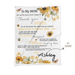 To My Mom Blanket With Name, Letter to Mom From Daughter Son, Christmas ...