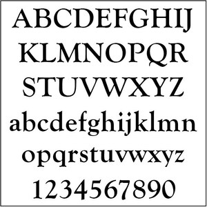 Modelli di alfabeto stampabili con lettere maiuscole, minuscole, numeri e punteggiatura - Goudy Old Style, 4 pollici -