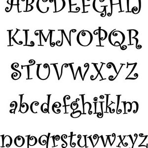 Whimsical Alphabet Pattern Curlz, 6 inch Printable PDF File, Digital Download image 2