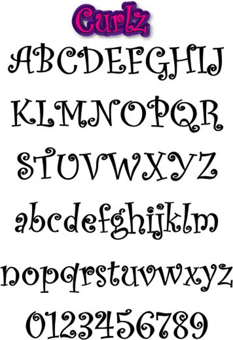 Whimsical Alphabet Pattern Curlz, 6 inch Printable PDF File, Digital Download image 2