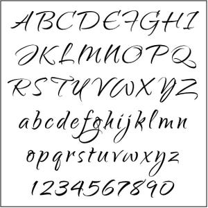 Printable Script Alphabet Pattern PDF – Uppercase, Lowercase, Numbers & Punctuation - Qwigley, 6 inch - Digital Download