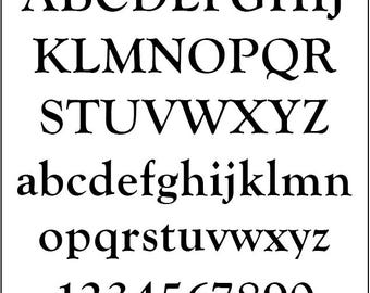 Printable Alphabet Letter Patterns PDF – Value Pak - 5 Sizes of Uppercase Lowercase Numbers Punctuation Stencil Templates - Goudy Old Style