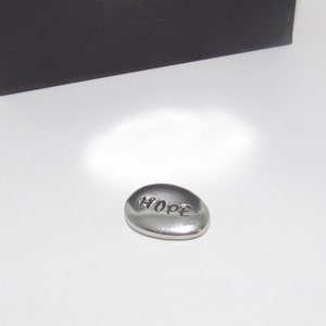 Custom pewter pocket pebble with personalized message, customize your own wording pocket rock , encouragement pocket token,