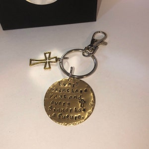 Personalized Every saint has a past and every sinner has a future keychain,  custom personalized hand stamped key ring , religious keychain