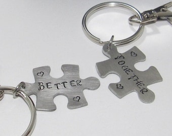 Couples Gift, Personalized Puzzle Pieces, His and Hers Keychains, Couples Anniversary, Love Keyrings, Valentines for Couples, Boyfriend gift