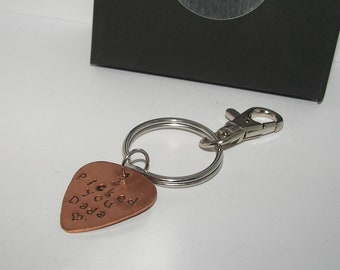 Personalized I picked you keychain, custom quitar pick keychain for dad, personalized  hand stamped jewelryhandstamped jewelry
