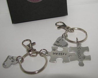 Couples Gift, Personalized Puzzle Pieces, His and Hers Keychains, Couples Anniversary, Love Keyrings, Valentines for Couples, Boyfriend gift