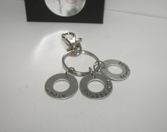 Personalized My word washer keychain, custom personalized  hand stamped key ring.  pick your word keychainhandstamped jewelry