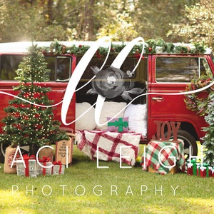 Christmas VW Bus Backdrop, Christmas Backdrop, VW Bus backdrop, Holiday Digital Backdrop, Digital Background, Photoshop