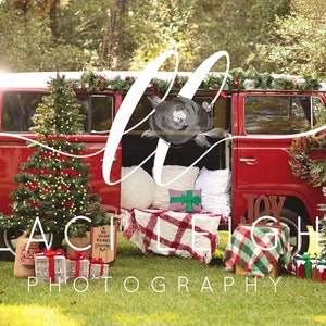 Christmas VW Bus Backdrop, Christmas Backdrop, VW Bus backdrop, Holiday Digital Backdrop, Digital Background, Photoshop
