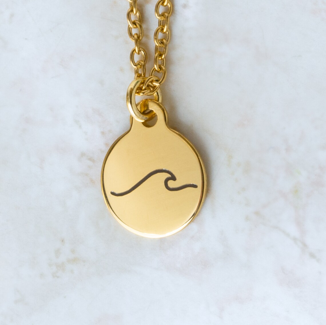 Ocean wave necklace Gold Stainless steel beach jewelry Etsy