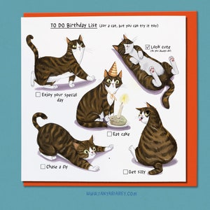 Tabby Cat Birthday Card, Funny Birthday Card, Bengal Cat Art