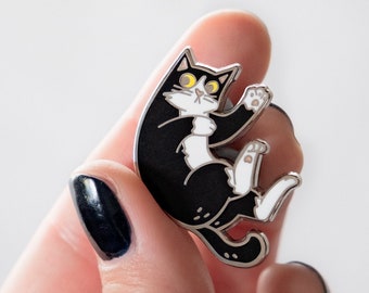 Tuxedo Cat Pin, Cat Christmas Gift, Animal Enamel Pin, Black & White Cat, Cat Lover Gift, Cat Lady Gift