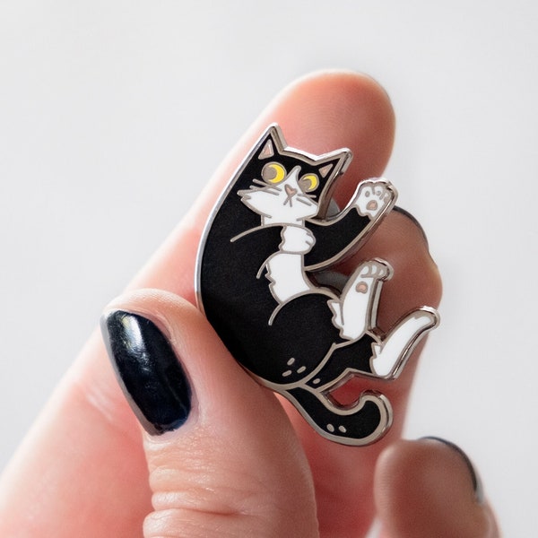 Tuxedo Cat Pin, Cat Christmas Gift, Animal Enamel Pin, Black & White Cat, Cat Lover Gift, Cat Lady Gift
