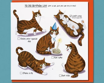 Ginger Cat Card, Funny Birthday, Cat Lover Card, Cat Birthday Card